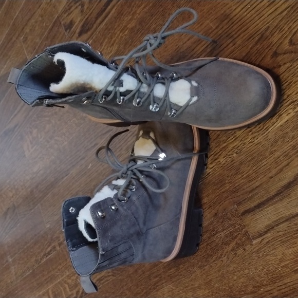 Indigo Rd Womens Ashley Faux Fur Closed Toe Ankle Fashion Boots Gray Size 11 M
